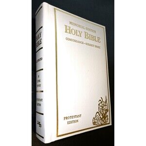 Memorial Funeral Edition HOLY BIBLE Concordance-Subject Index Protestant White